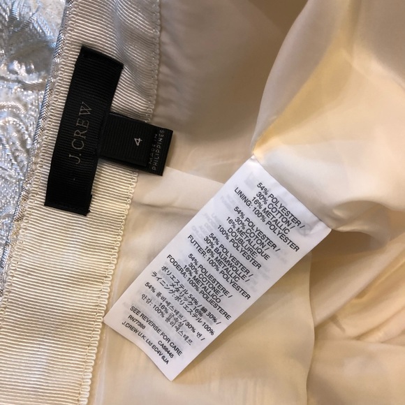 J. Crew Origami Skirt in Metallic Matelasse Mini Wrap Front - Cream Size 4, 8 - Picture 11 of 16